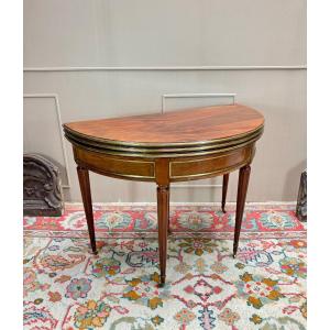 Louis XVI Style Mahogany Half Moon Table, 19th Century 