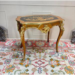 Louis XV Style Marquetry Center Table