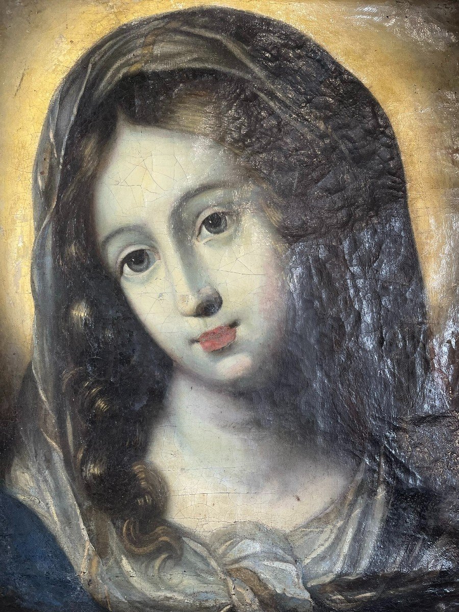 Oil On Canvas XVIII / XIX - Portrait Of The Virgin - South America-photo-2