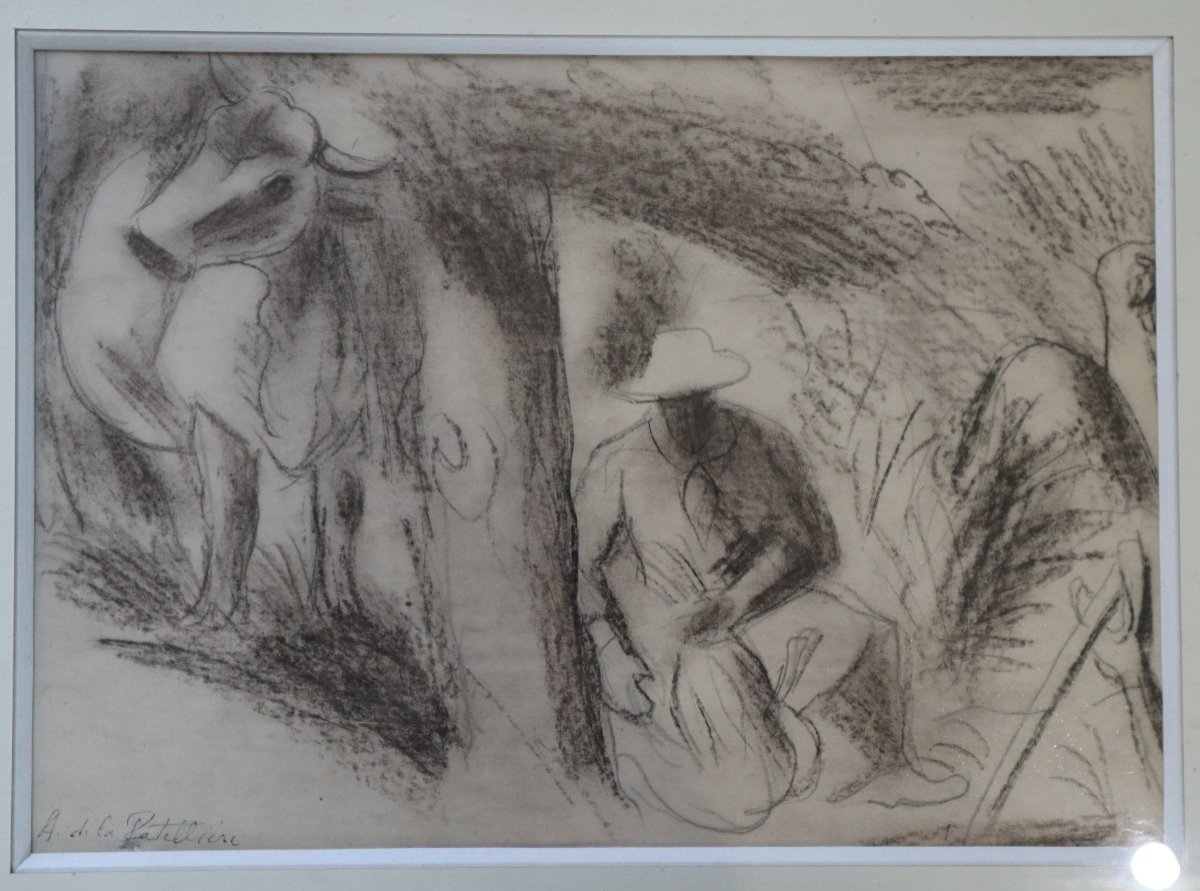 Amedee De La Patelliere (1890-1932) - Charcoal Drawing - Country Scene