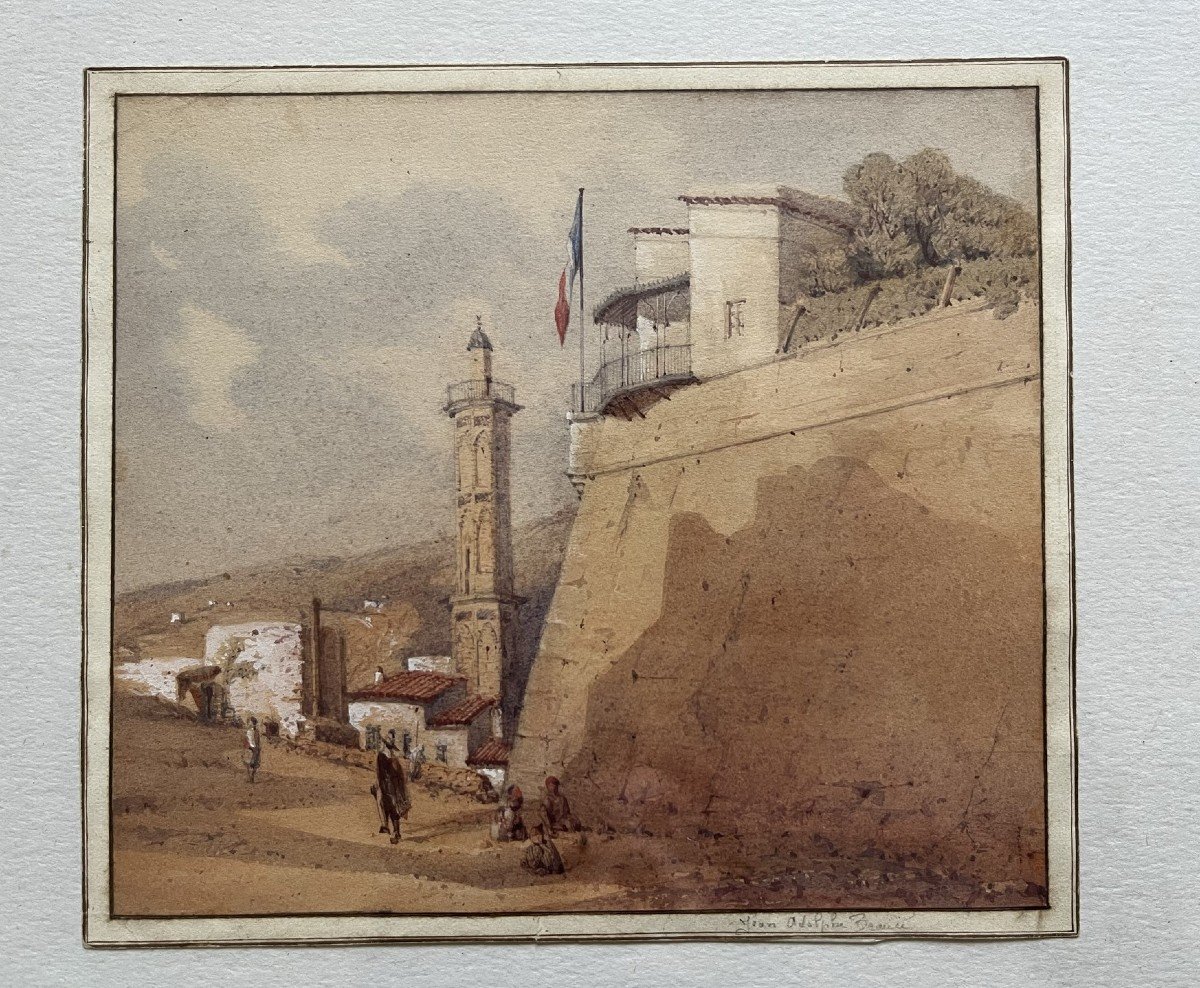 Jean-Adolphe Beaucé - Aquarelle Originale - l'Algérie Colonisée - Circa 1840-photo-2