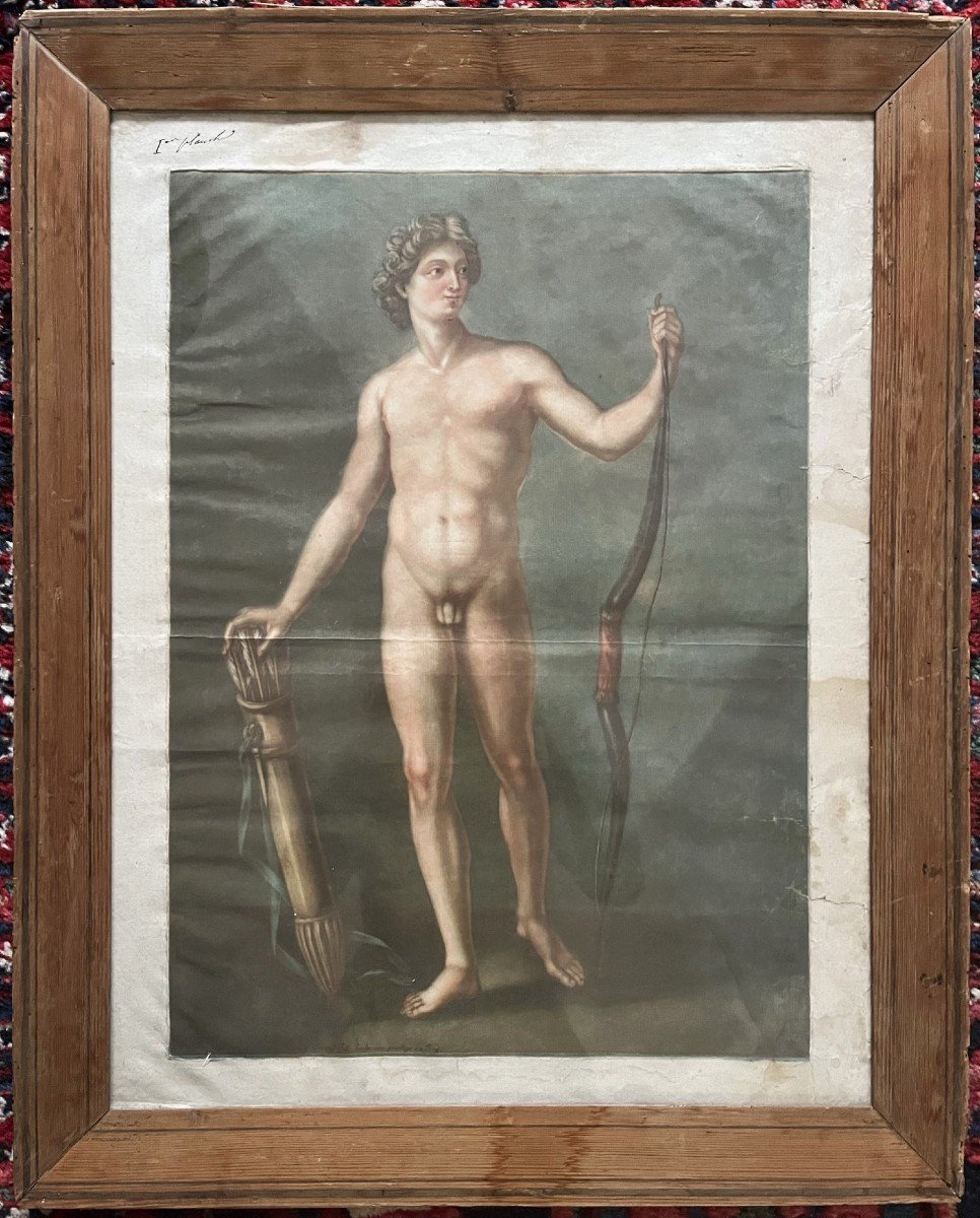 Arnauld Eloi Gautier D'Agoty - Apollon Et Vénus - Mezzotinte Couleur - XVIIIème-photo-2