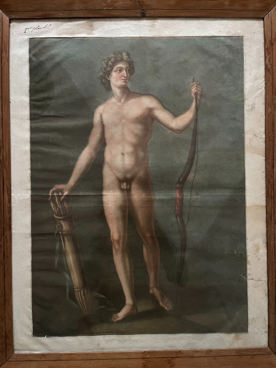 Arnauld Eloi Gautier D'Agoty - Apollon Et Vénus - Mezzotinte Couleur - XVIIIème-photo-3