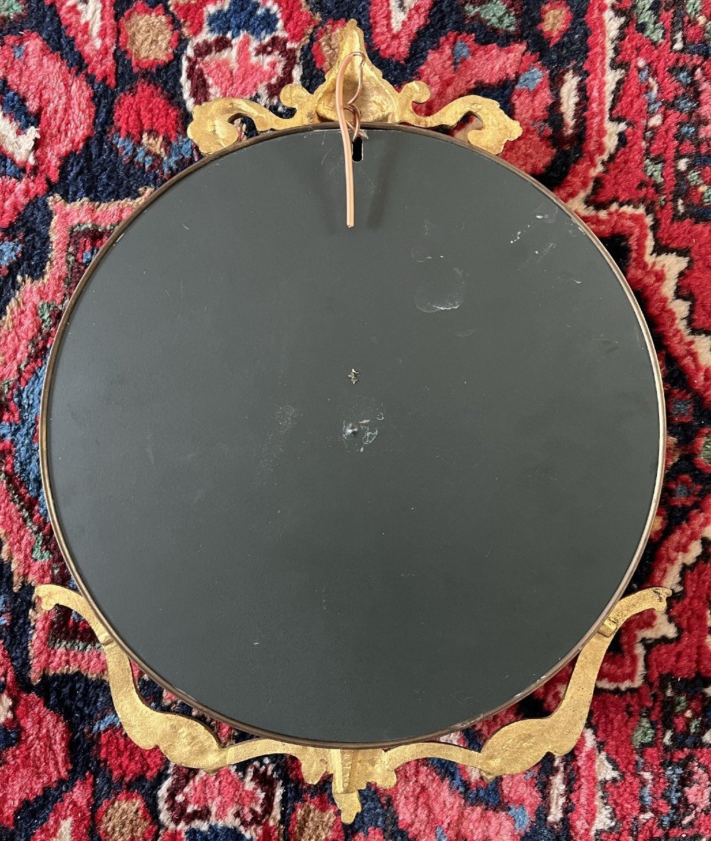 Gilt Bronze Mirror - Witch's Eye - Convex Mirror - Circa 1950-photo-2