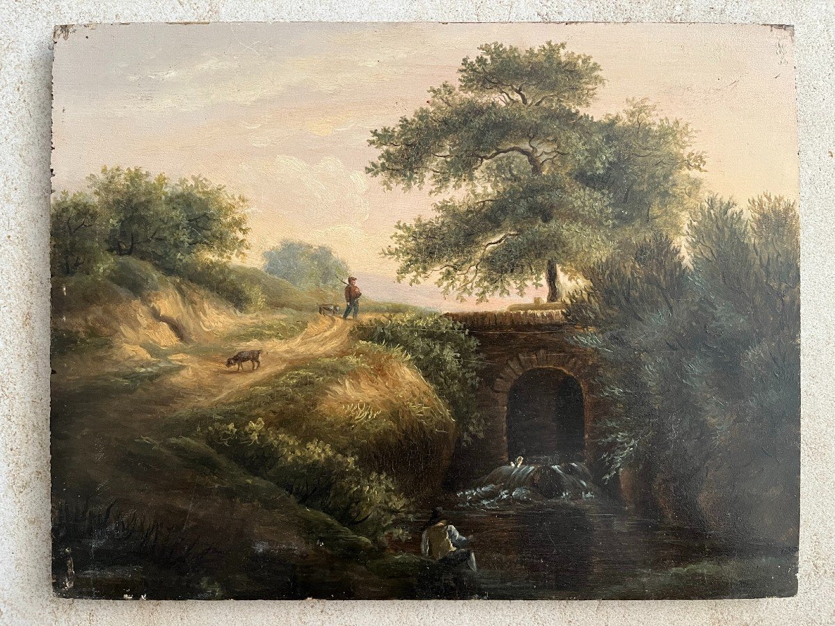 Oil On Oak Panel Late 18th Century - Landscape - French School