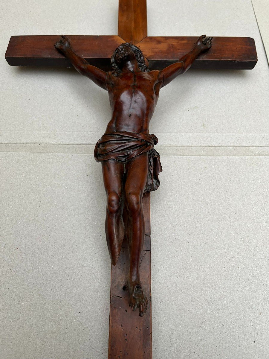 Christ On The Wooden Cross Of Saint Lucy - Bois De Bagard - Circa 1700 - End Of The 17th Century-photo-3