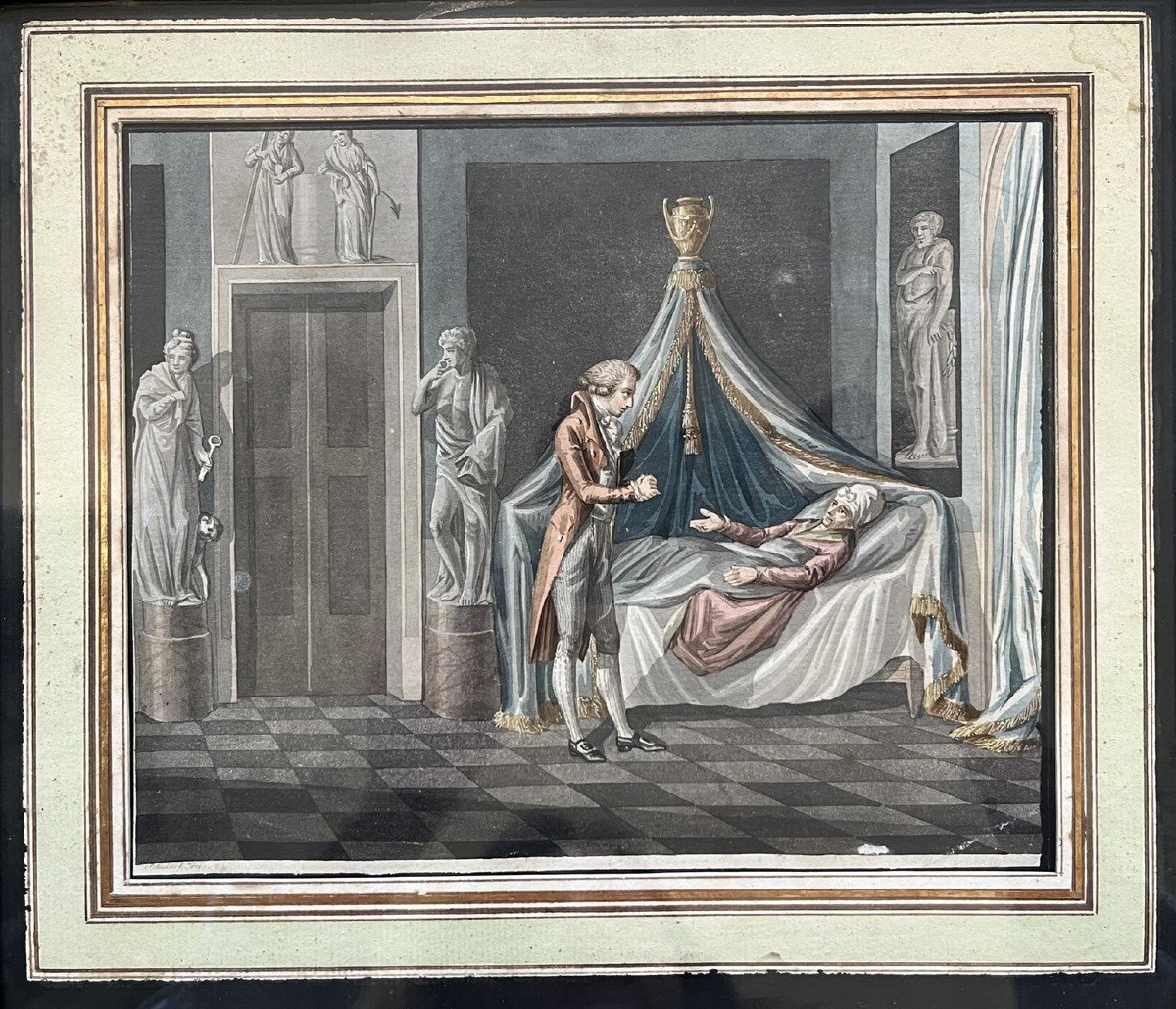 18th Century Gouache By Johann David Schubert - The Visit Of The Sick - Circa 1790-photo-2