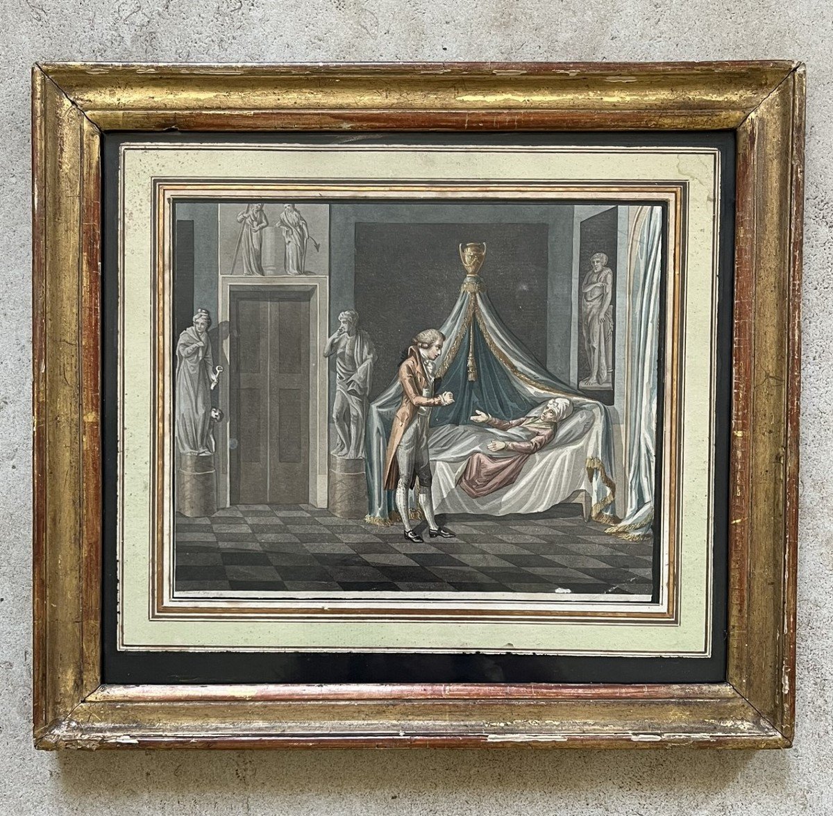 18th Century Gouache By Johann David Schubert - The Visit Of The Sick - Circa 1790