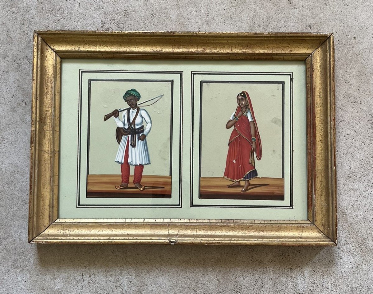 Pair Of Indian Gouaches On Mica - Circa 1830 - India 