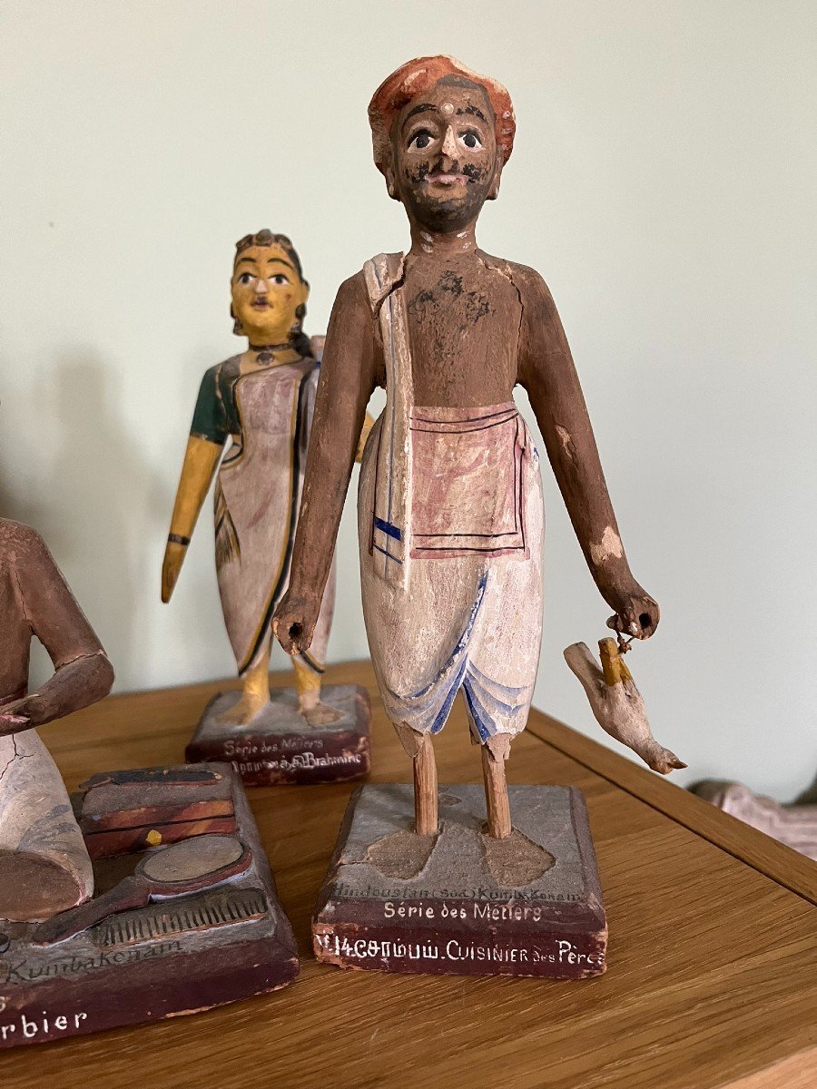 Pondicherry - India - Collection Of Statuettes In Carved And Stuccoed Wood - Trade Series - 1900-photo-1