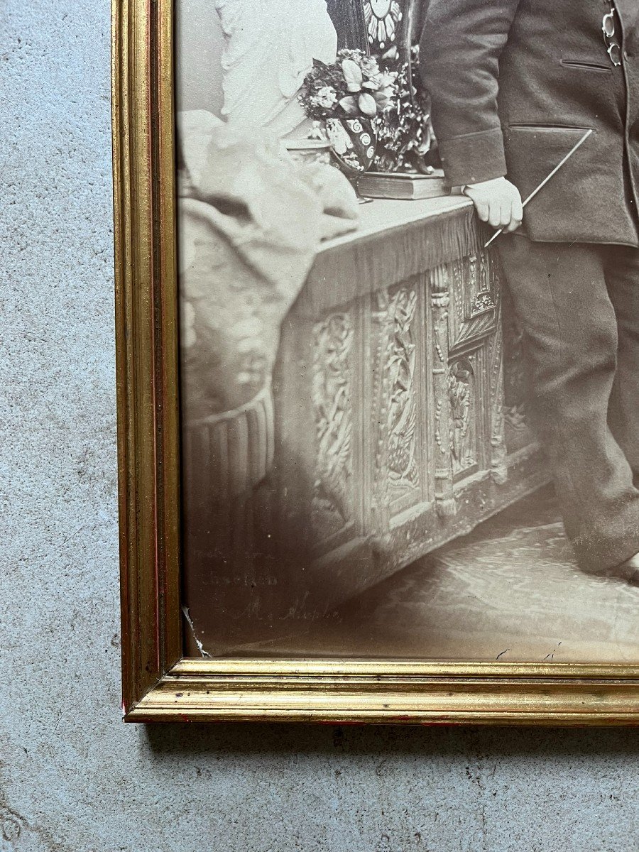 Adolphe Menut - Albumen Photograph - Portrait Of The Painter Auguste Clément Chrétien - Signed-photo-2