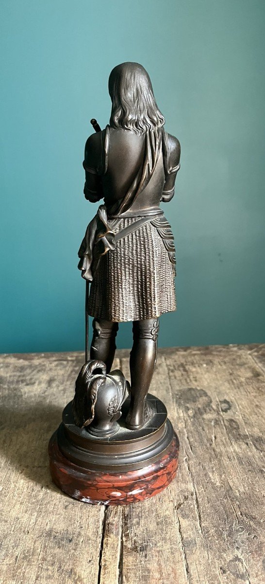 Jeanne d'Arc - Sculpture En Bronze Par Eutrope Bouret - Socle Marbre Griotte-photo-1