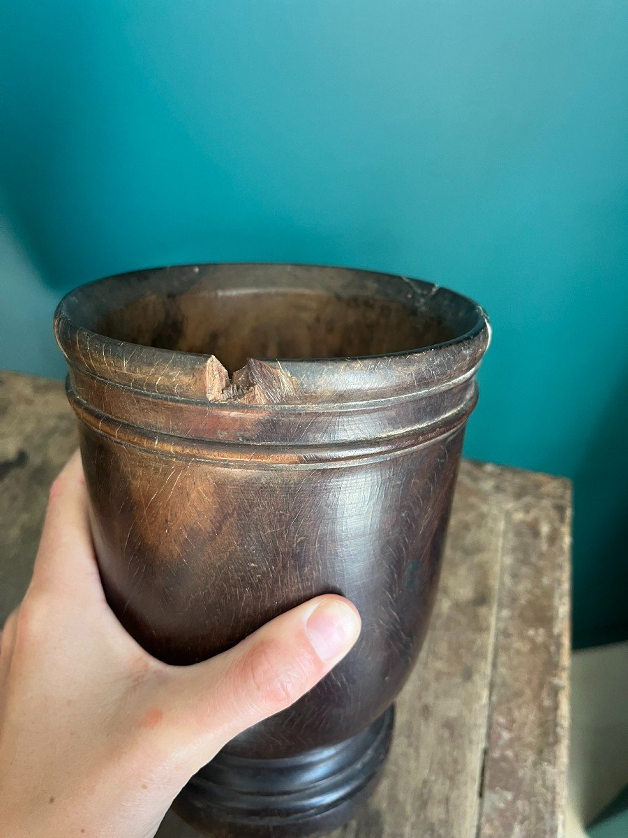 17th / 18th Century Apothecary Mortar In Gaïac Wood -photo-2