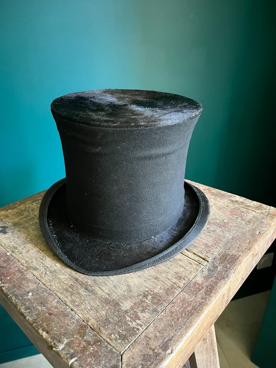 Taupé Top Hat Around 1830 With Its Original Box - 19th Century-photo-1