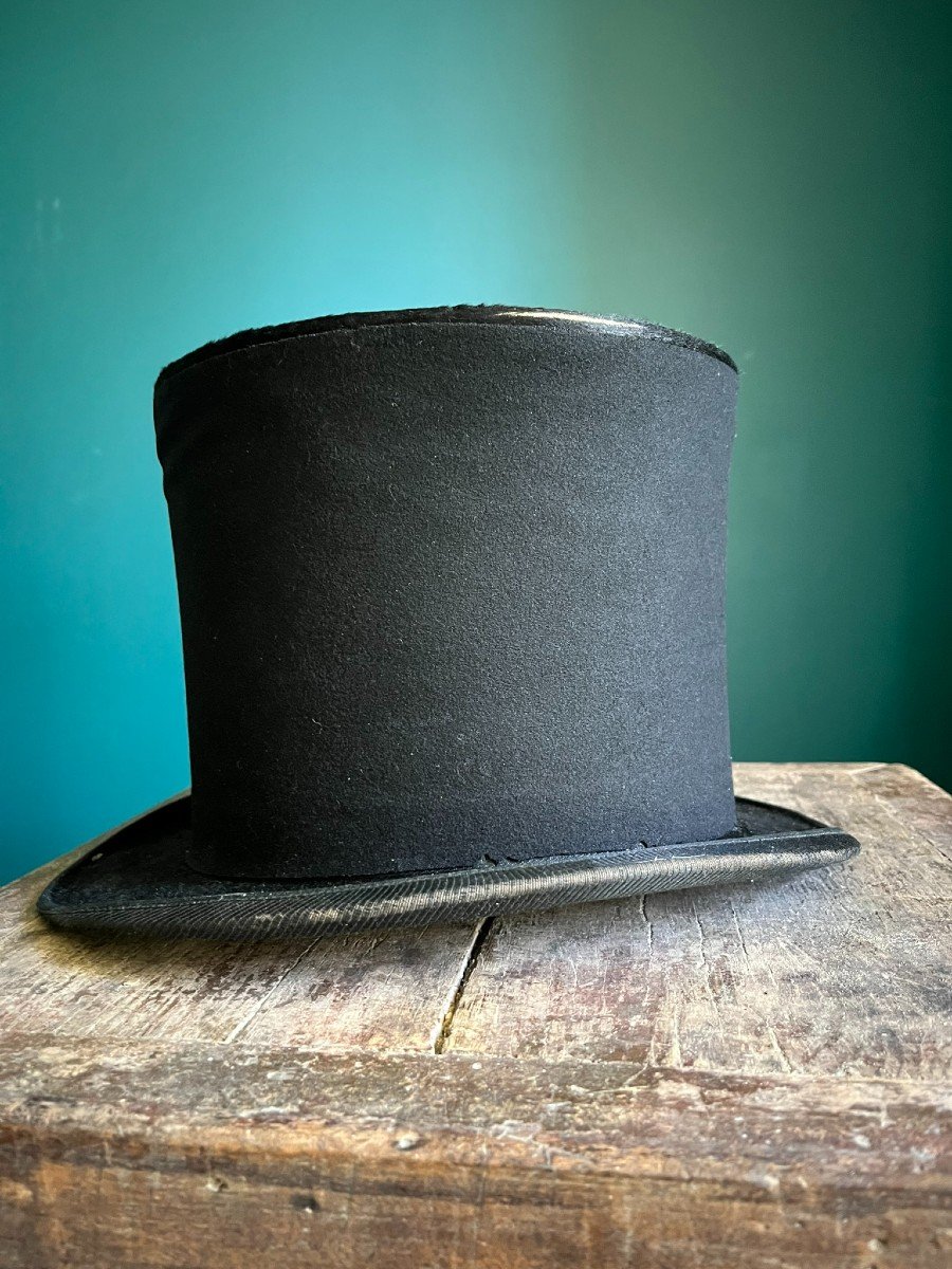 Taupé Top Hat Around 1830 With Its Original Box - 19th Century-photo-4