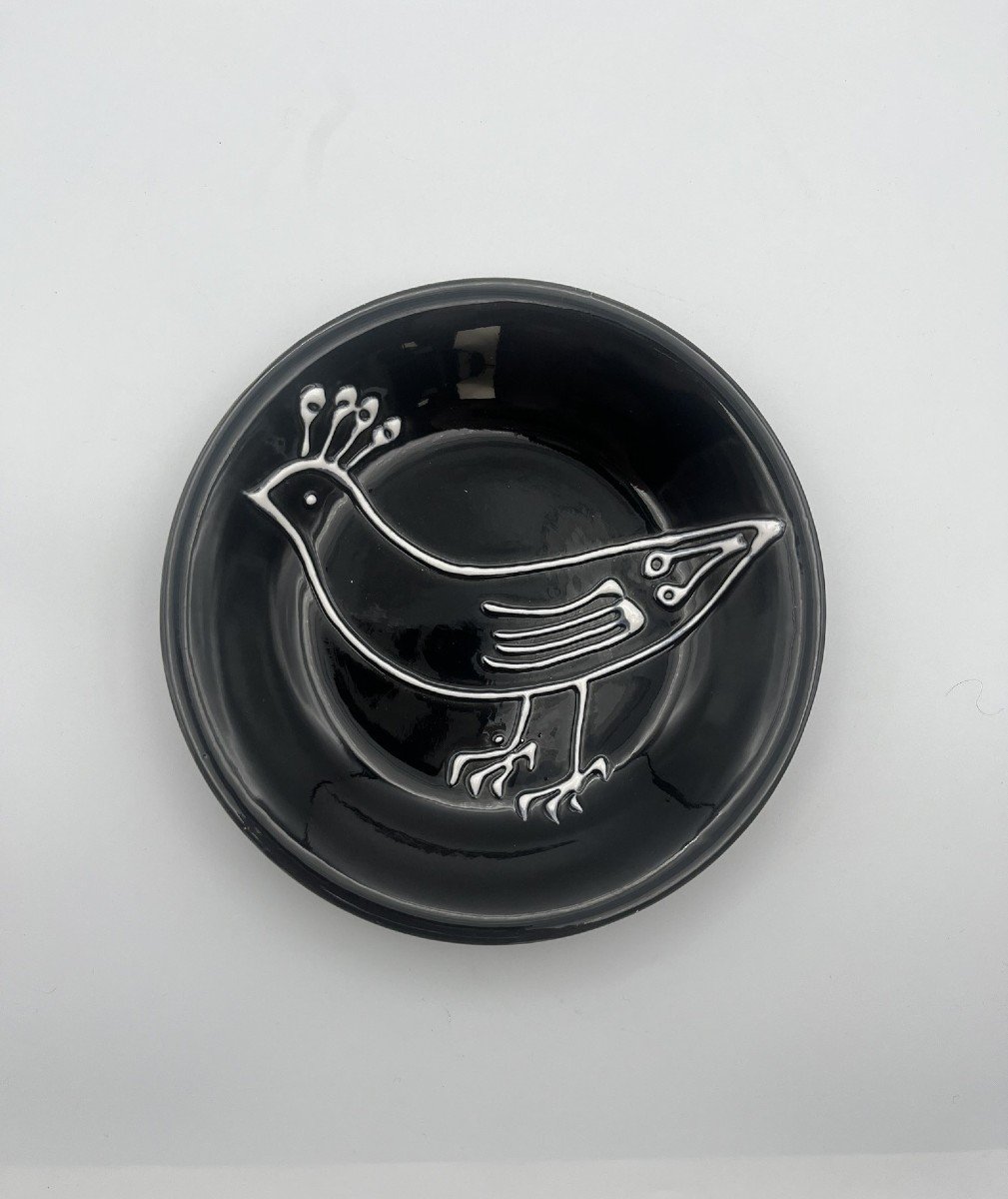 Robert Picault For Longchamps - Bird Service In Black And White Earthenware-photo-1