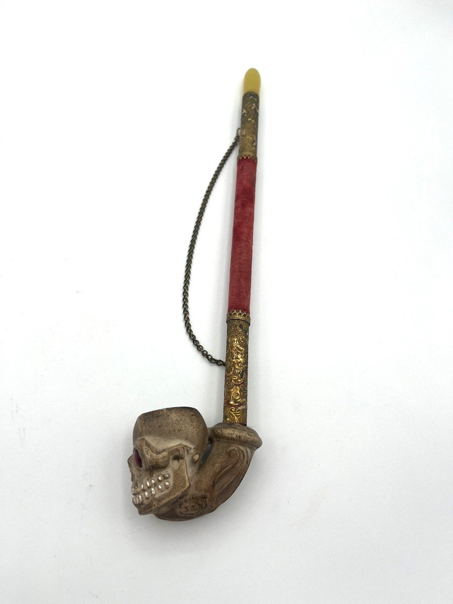  Pipe Gambier Tête De Mort - N°338 - Yeux En Verre Rouges - Maison Gambier