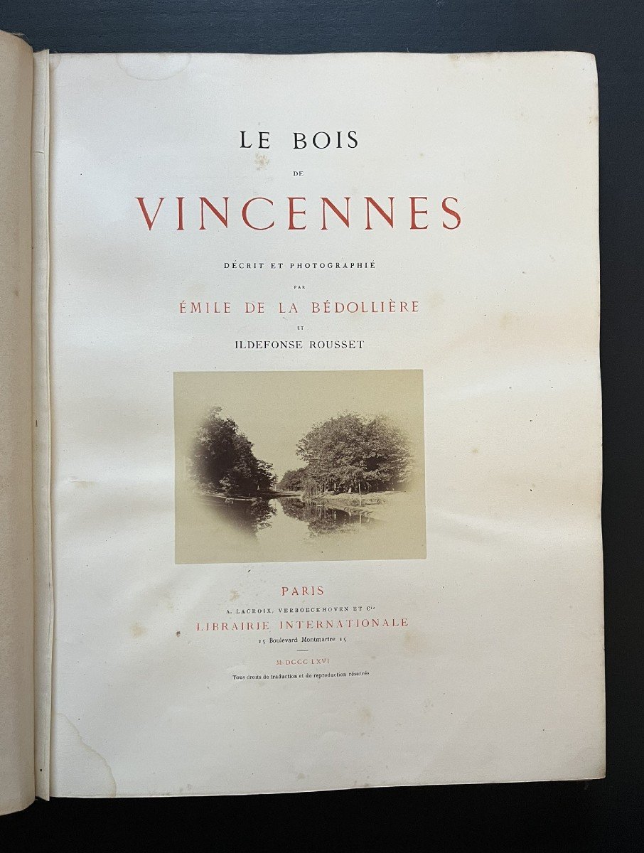 Edition Originale - Le Bois De Vincennes Décrit Et Photographié - 1866 - Rousset -photo-1