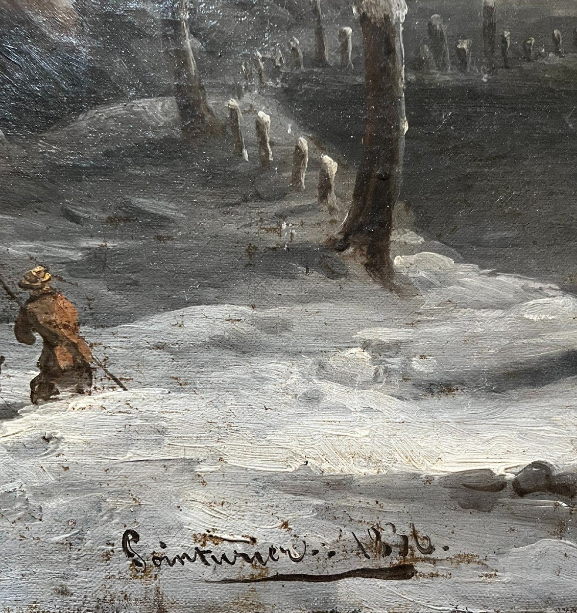 Etienne-Charles Pointurier - Huile Sur Toile XIXème - Paysage De Neige - 1836 - Jura-photo-2