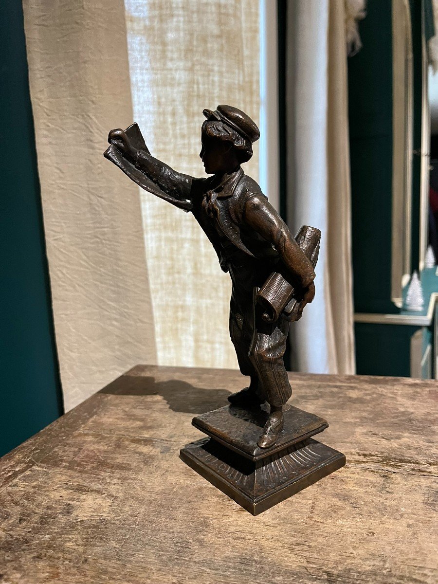 19th Century Bronze - The Little Newspaper Seller - Gavroche-photo-2