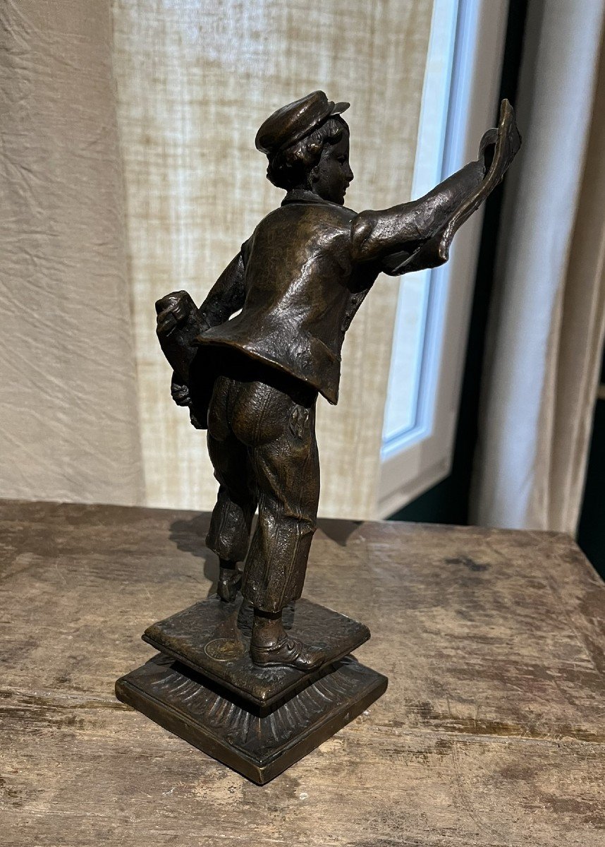 19th Century Bronze - The Little Newspaper Seller - Gavroche-photo-4