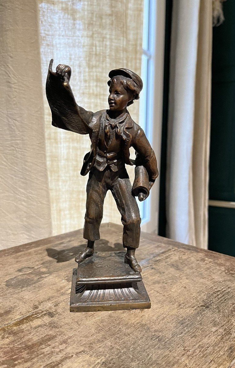 19th Century Bronze - The Little Newspaper Seller - Gavroche