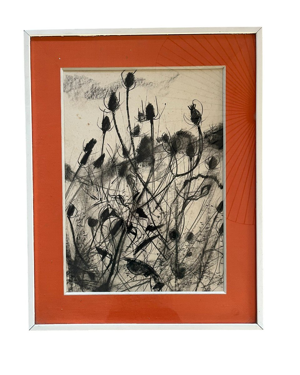 Pierre Theron - Original Charcoal - Thistles - Circa 1960/70