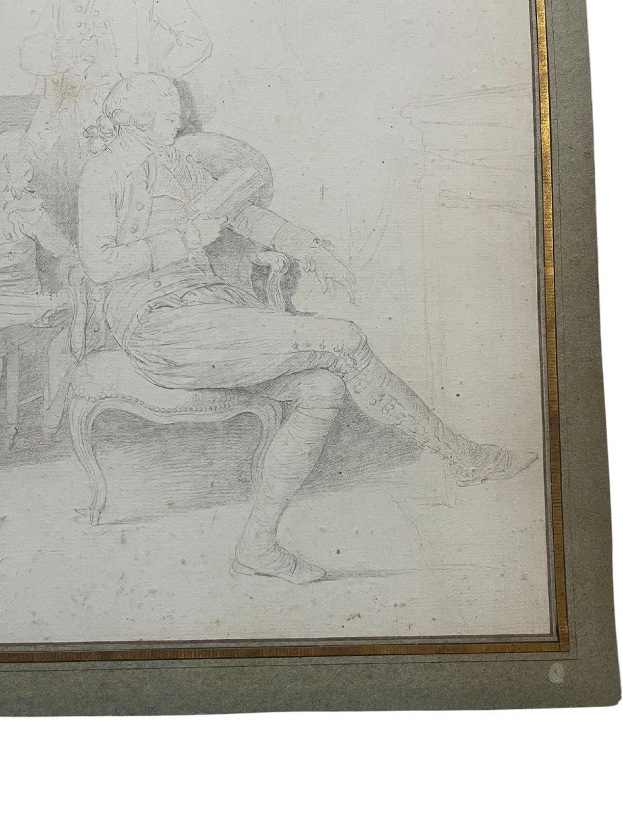 18th Century French School - Pencil Drawing - The Concert-photo-1