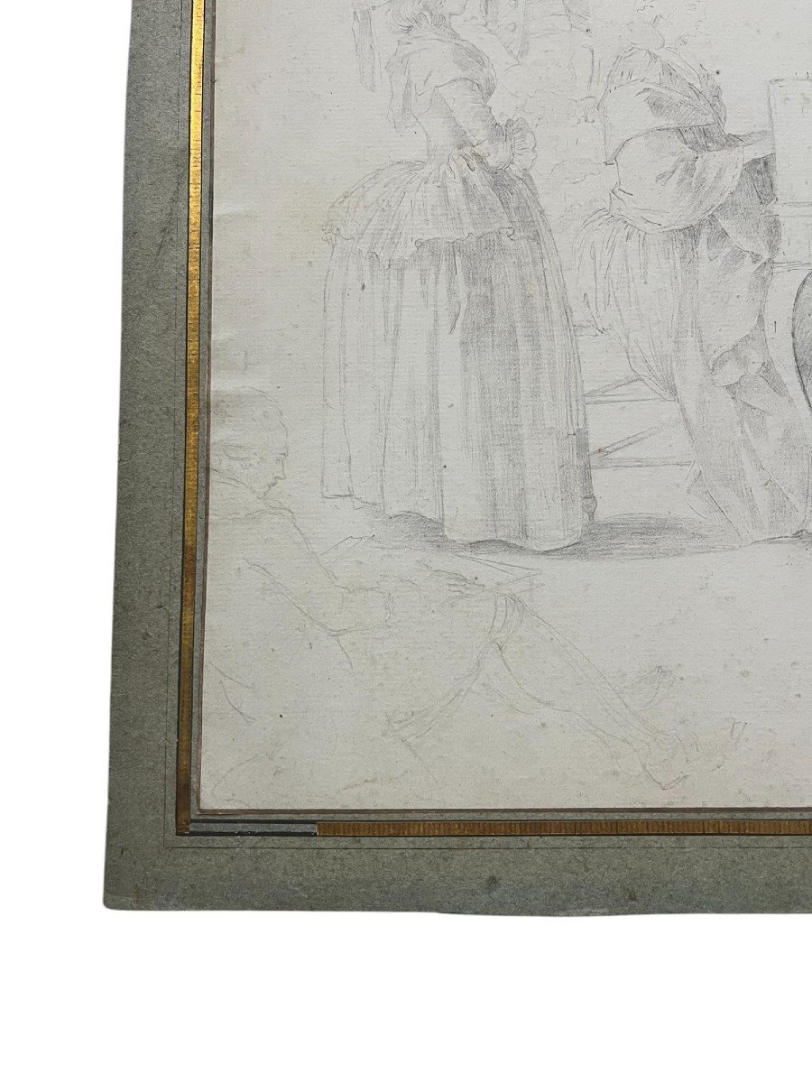 18th Century French School - Pencil Drawing - The Concert-photo-2