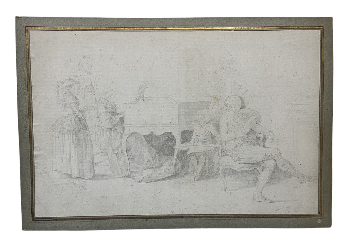 18th Century French School - Pencil Drawing - The Concert