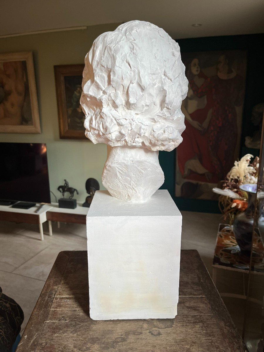 Léon Mouradoff - Plaster Bust Of A Young Girl - Signed And Dated 1935 - Workshop Proof -photo-3