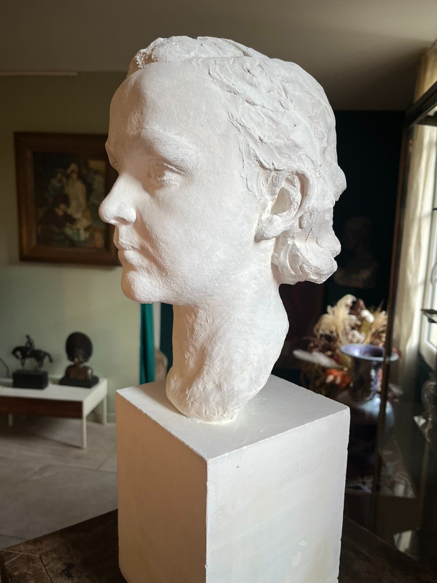 Léon Mouradoff - Plaster Bust Of A Young Girl - Signed And Dated 1935 - Workshop Proof -photo-2