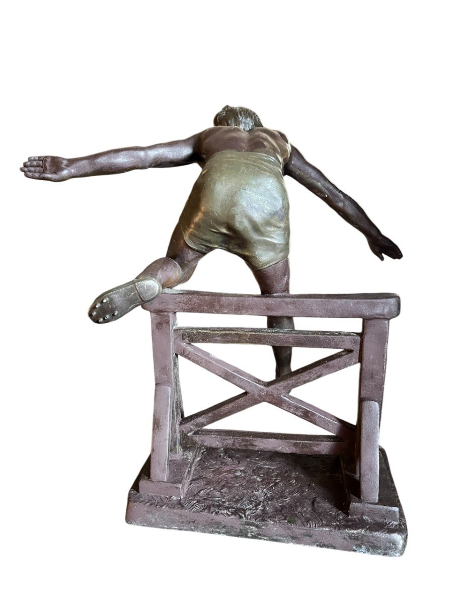 Demetre Chiparus - Patinated Spelter Sculpture - The Hedge Jump - Circa 1930-photo-1