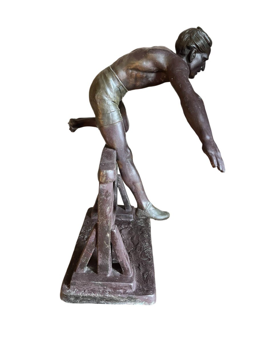 Demetre Chiparus - Patinated Spelter Sculpture - The Hedge Jump - Circa 1930-photo-2