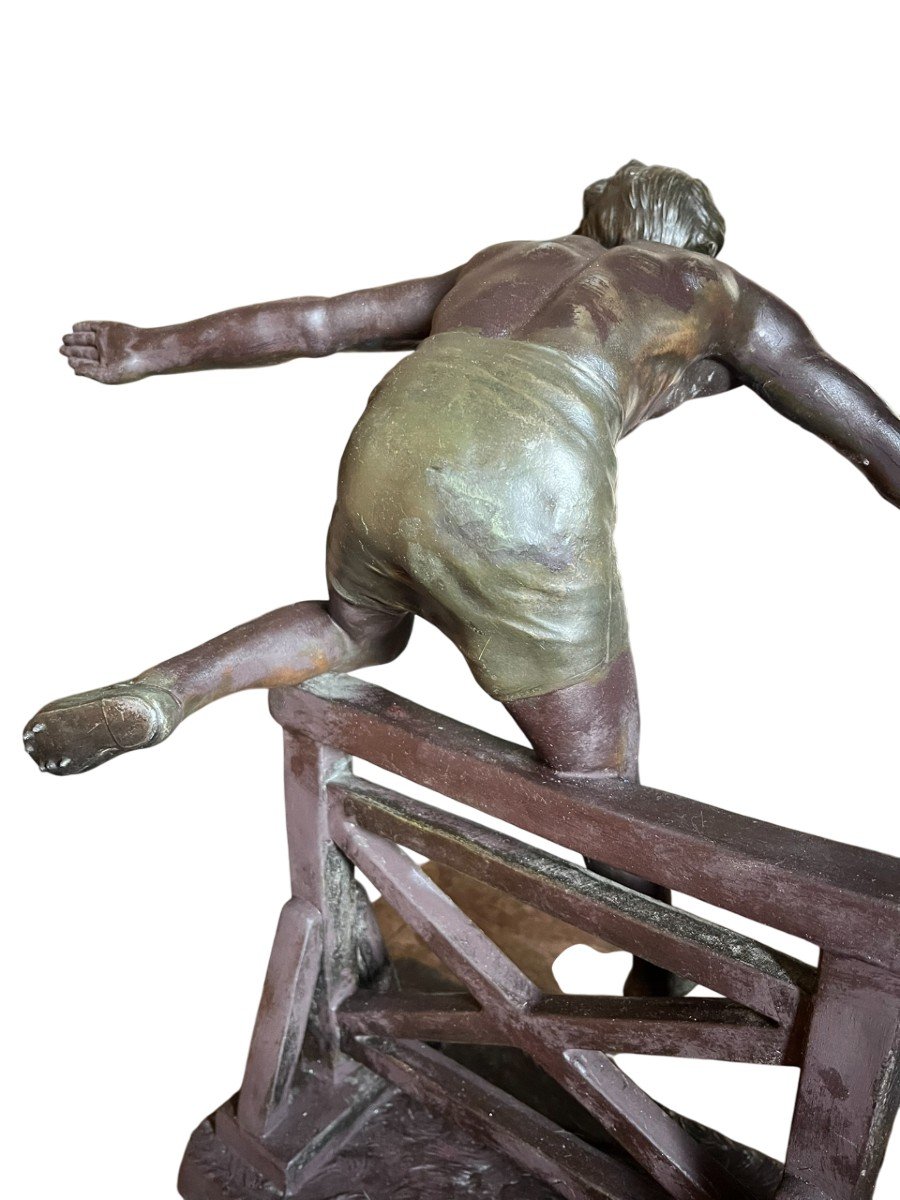 Demetre Chiparus - Patinated Spelter Sculpture - The Hedge Jump - Circa 1930-photo-4