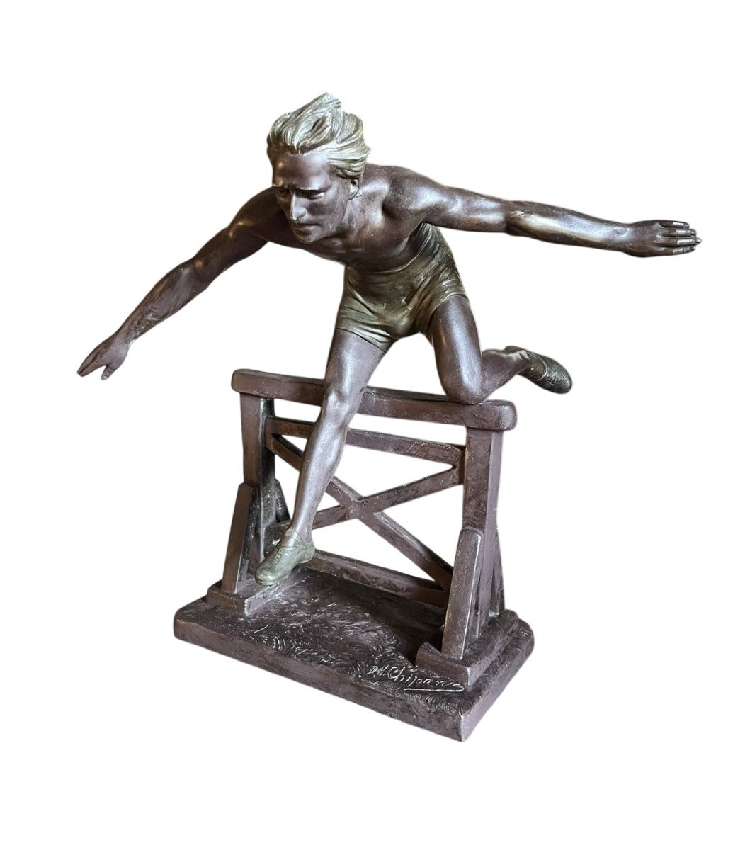 Demetre Chiparus - Patinated Spelter Sculpture - The Hedge Jump - Circa 1930