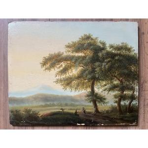18th Century French School - Landscape - Oil On Panel