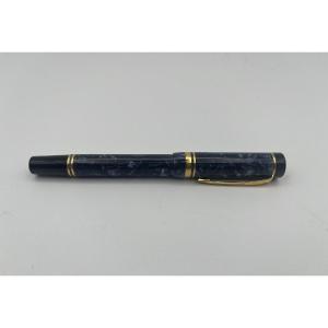 Stylo Plume Duofold Saphir Modèle Centenial  En Résine Bleue Marbrée - Plume En Or 18 K