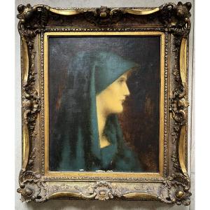 Symbolist Oil On Canvas Attributed To Jean-jacques Henner 