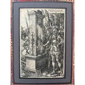 Gravure XVIème Originale Par Heinrich Aldegrever - Titus Manlius - Guillotine - 1553