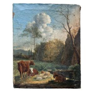 18th Century Dutch School - Country Scene - Oil On Canvas - Circa 1700