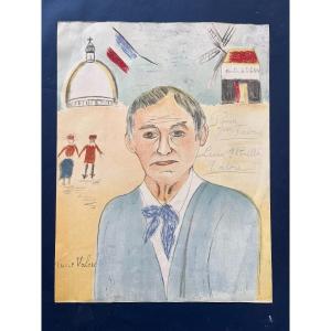 Lucie Valore Utrillo - Original Lithograph Dedicated To Jean Fabris - Portrait Of Utrillo