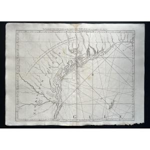 Large 18th Century Map Of Texas - Coast Of Louisiana And The Coast Of New Leon - T. Jefferys