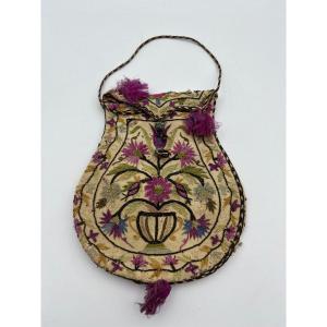 19th Century Ottoman Embroidered Wool Purse - Turkey - Circa 1840