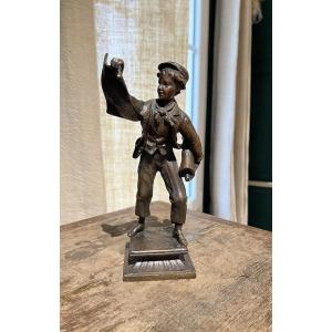 19th Century Bronze - The Little Newspaper Seller - Gavroche