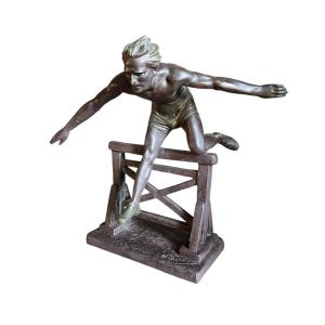 Demetre Chiparus - Patinated Spelter Sculpture - The Hedge Jump - Circa 1930