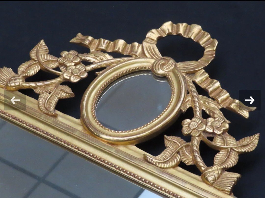 Louis XVI Style Golden Wood Mirror-photo-3