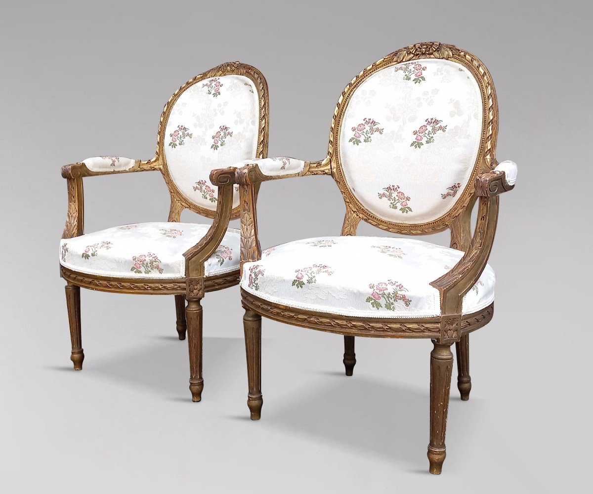 Pair Of Louis XVI Style Armchairs -photo-2