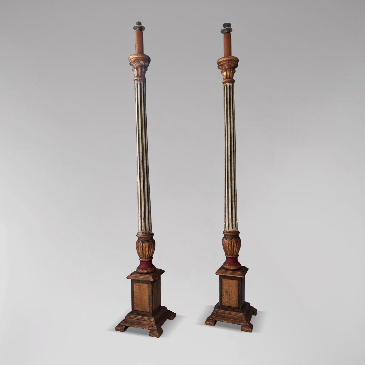 Large Pair Of Louis XVI Style Candlestick Lamps-photo-2