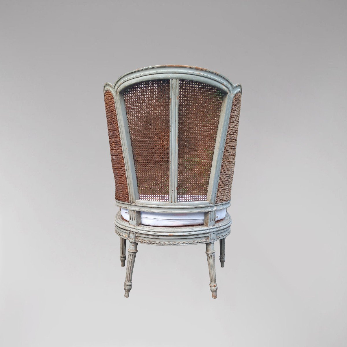 Large Fauteuil De Style Louis XVI En Cannage -photo-4